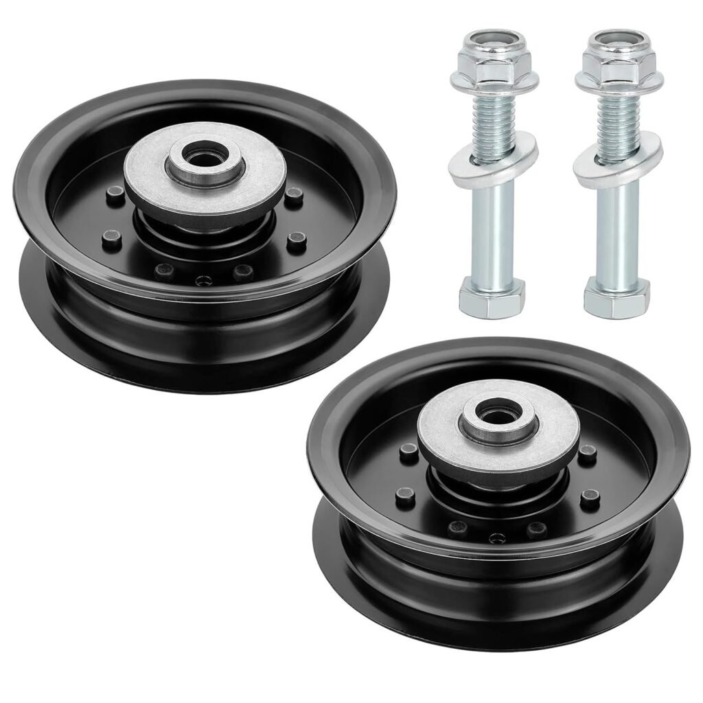 Belleone 532196104 Idler Pulley Fits for Craftsman Mower, 197380 Flat Idler Pulley Bearing Compatible with HU AYP Craftsman TS342, TS343, TS348 Lawn Mower Tractor with 48" 54" Deck, 2 Pack