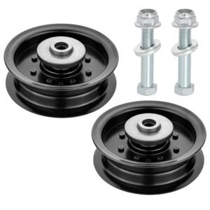 Belleone 532196104 Idler Pulley Fits for Craftsman Mower, 197380 Flat Idler Pulley Bearing Compatible with HU AYP Craftsman TS342, TS343, TS348 Lawn Mower Tractor with 48" 54" Deck, 2 Pack