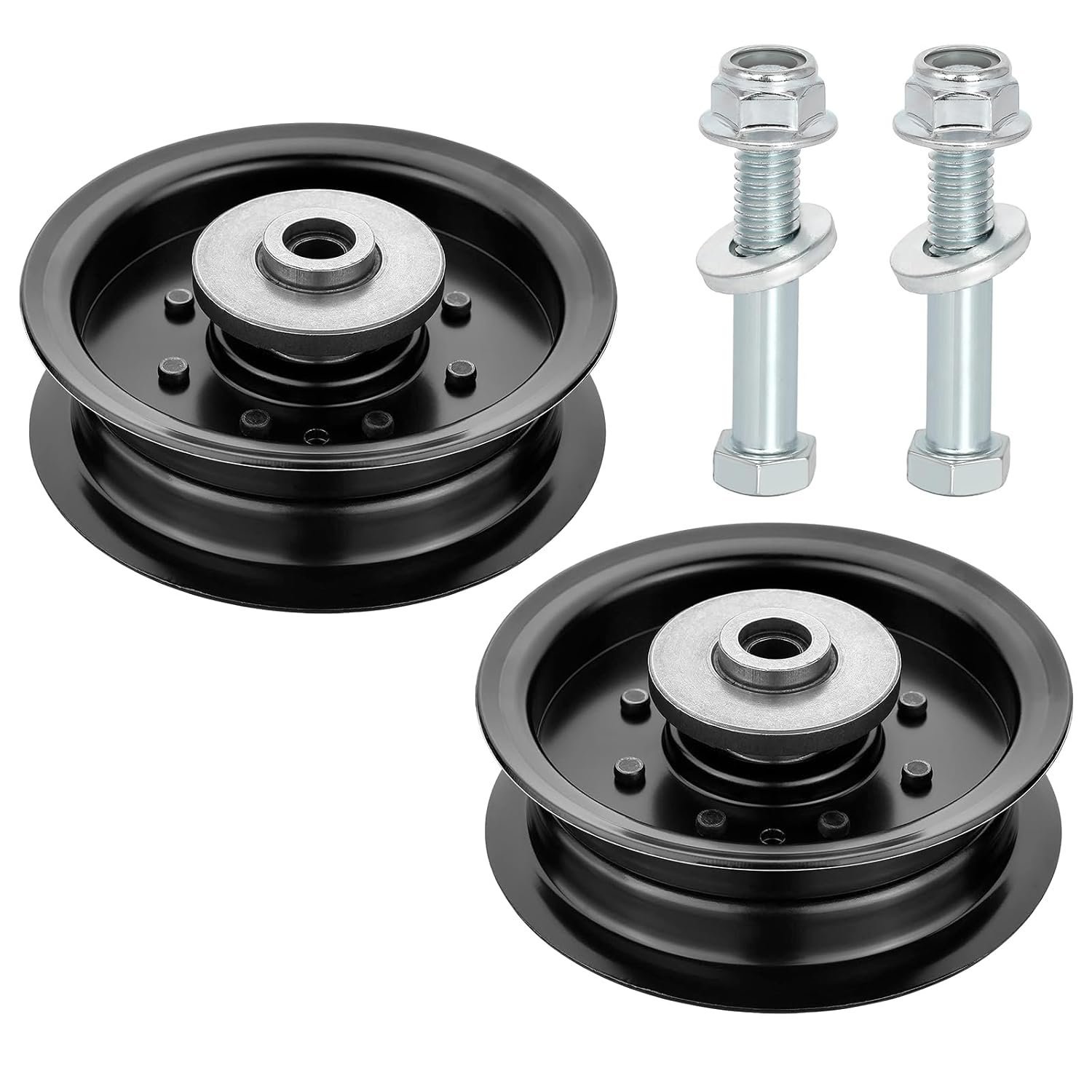 Belleone 532196104 Idler Pulley Fits for Craftsman Mower, 197380 Flat Idler Pulley Bearing Compatible with HU AYP Craftsman TS342, TS343, TS348 Lawn Mower Tractor with 48" 54" Deck, 2 Pack