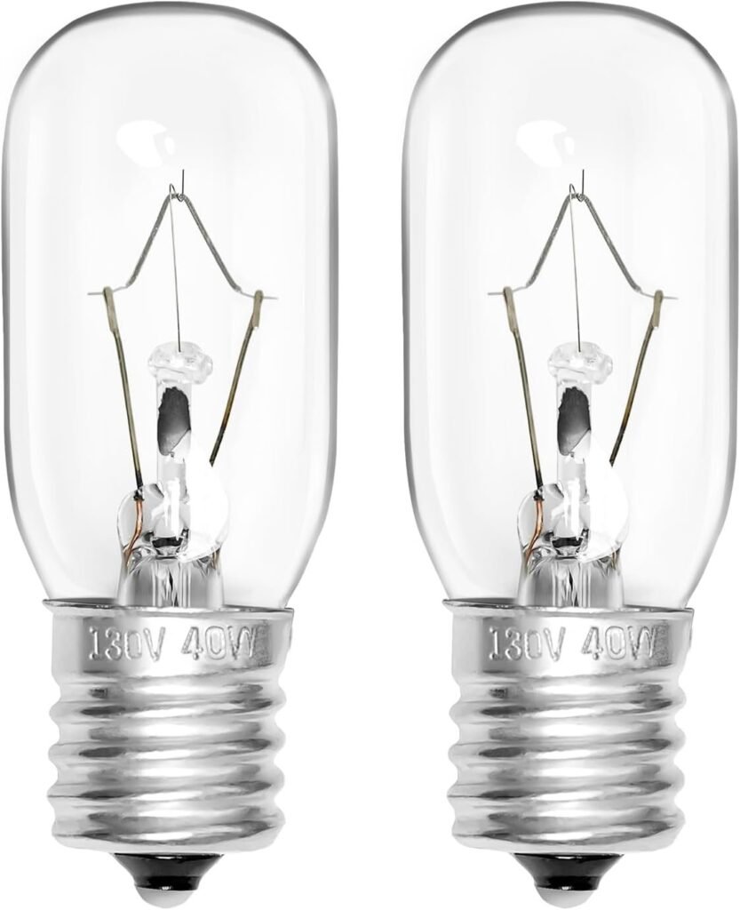 Belleone 2pcs Microwave Bulb WB36X10003-130V 40W Oven Light Bulb Compatible with GE LG Frigidaire Kenmore, Universal Type Stove Incandescent Warm White Light Lamp Replacement E17 Base Socket