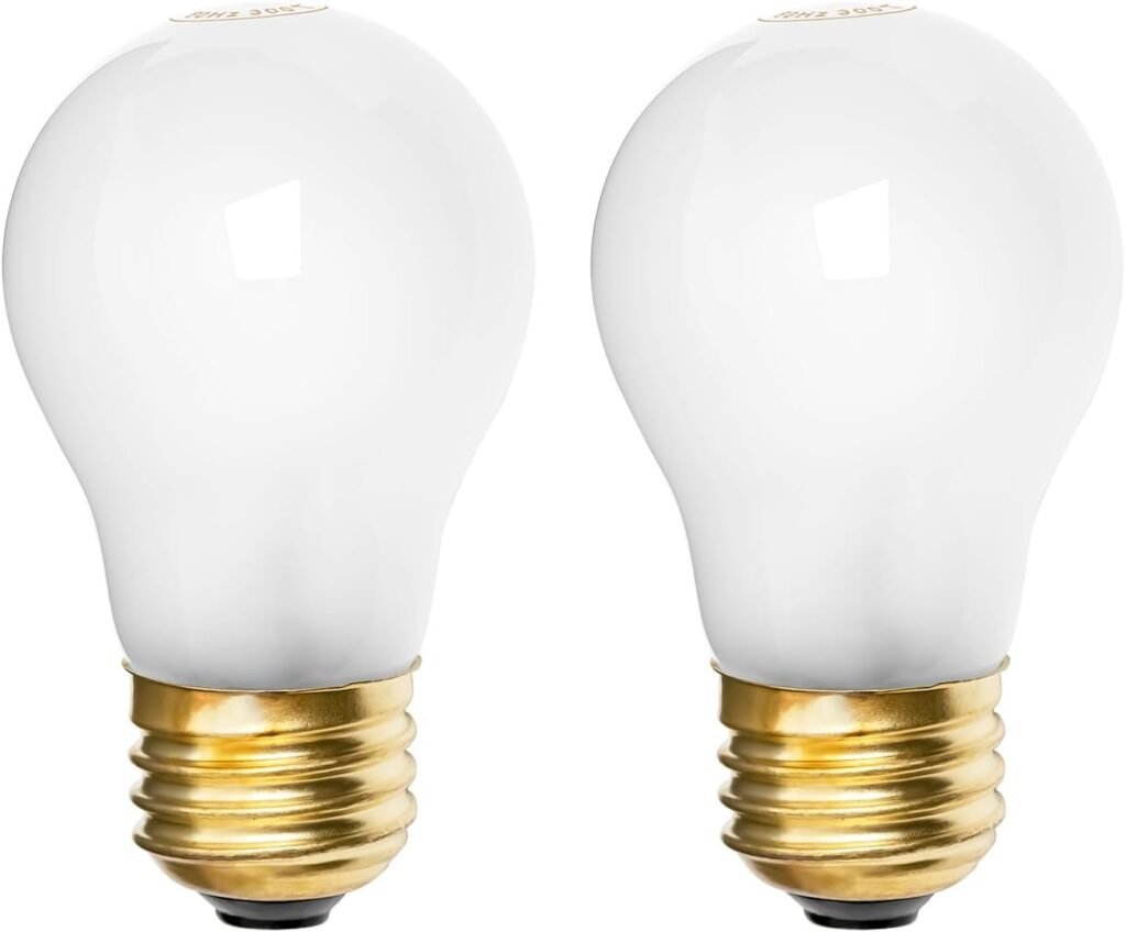 Belleone 8009 Light Bulbs for Refrigerator Oven - 120V 40W Replacement Incandescent Bulbs Fit for Whirlpool GE Kenmore Frigidaire Amana KitchenAid Freezer, Yellow Warm Light Color, 2 PCS