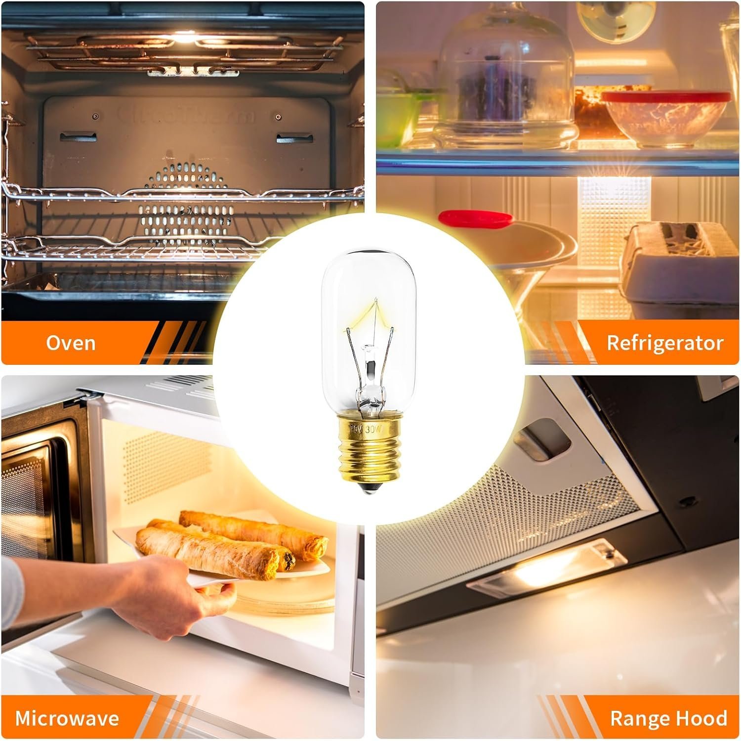 Belleone Light Bulb Fits for LG Microwave Oven - Compatible with LG Frigidaire Kenmore Whirlpool GE Over The Range Microwave, Dimmable 125V 30W E17 Base, Kitchen Night Light, Repalces 6912W1Z004B - Image 2