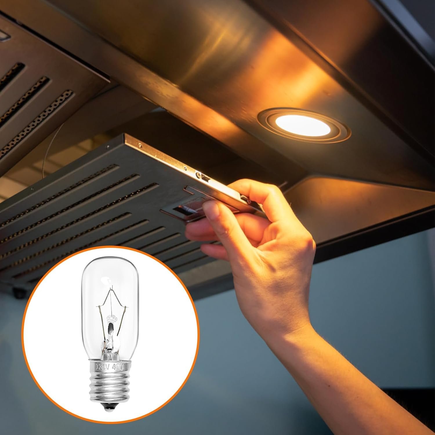 Belleone 2pcs Microwave Bulb WB36X10003-130V 40W Oven Light Bulb Compatible with GE LG Frigidaire Kenmore, Universal Type Stove Incandescent Warm White Light Lamp Replacement E17 Base Socket - Image 2