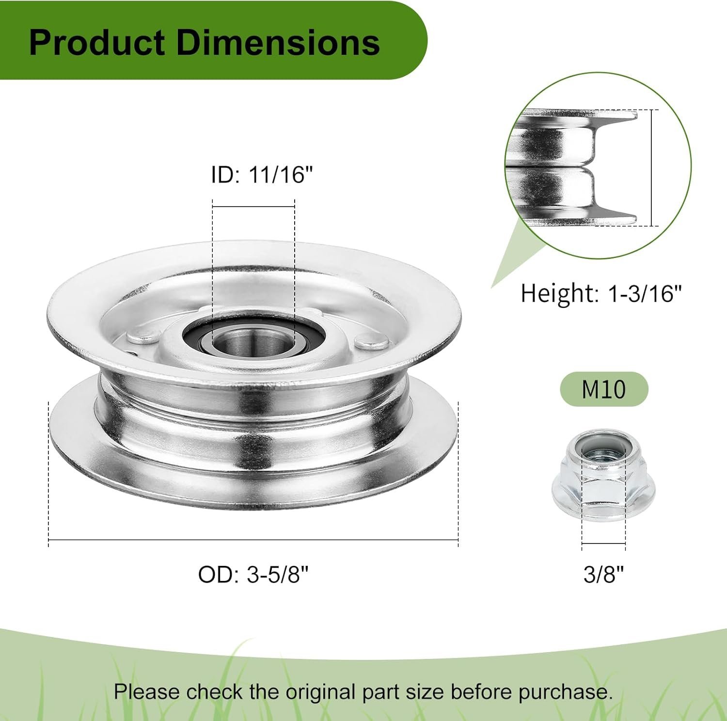 Belleone GY20067 Idler Pulley Fits for John Deere - GY22172 Idler Pulley Compatible with John Deere L120 L130 2002 2003 2004 GY20996 GY20050 GX20305 Lawn Tractors with 42" 48" Deck - Image 2
