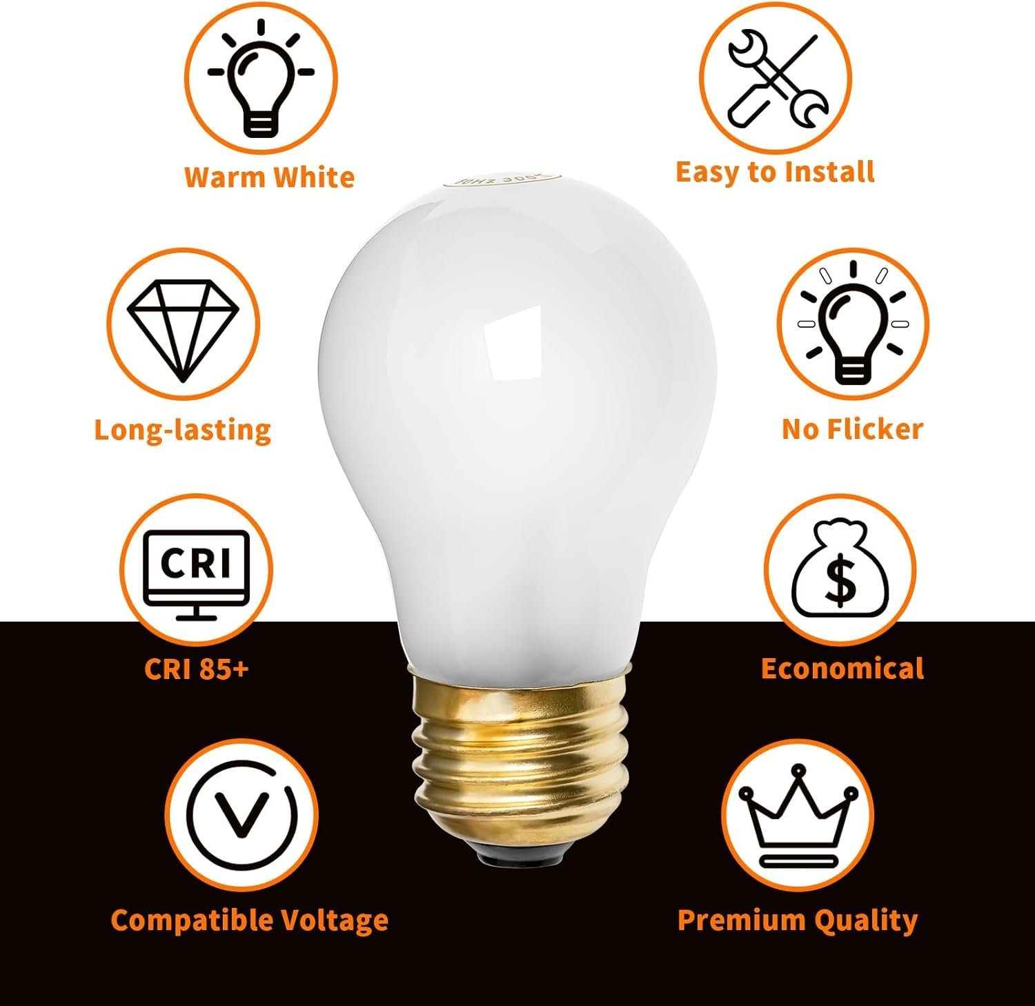 Belleone 8009 Light Bulbs for Refrigerator Oven - 120V 40W Replacement Incandescent Bulbs Fit for Whirlpool GE Kenmore Frigidaire Amana KitchenAid Freezer, Yellow Warm Light Color, 2 PCS - Image 3