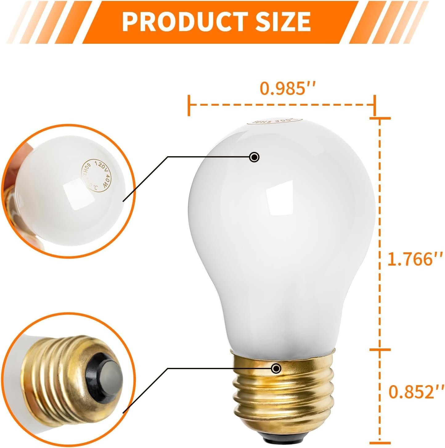 Belleone 8009 Light Bulbs for Refrigerator Oven - 120V 40W Replacement Incandescent Bulbs Fit for Whirlpool GE Kenmore Frigidaire Amana KitchenAid Freezer, Yellow Warm Light Color, 2 PCS - Image 4