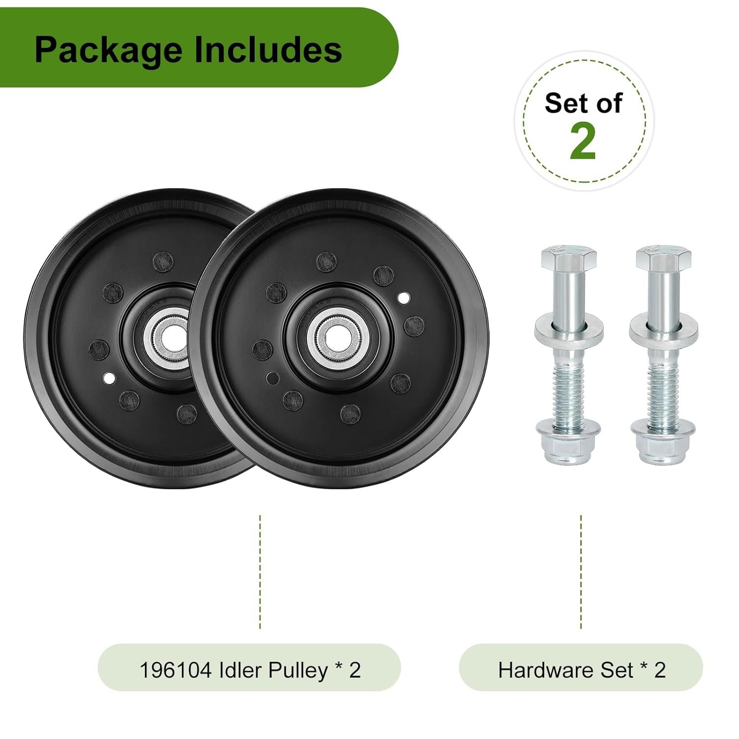 Belleone 532196104 Idler Pulley Fits for Craftsman Mower, 197380 Flat Idler Pulley Bearing Compatible with HU AYP Craftsman TS342, TS343, TS348 Lawn Mower Tractor with 48" 54" Deck, 2 Pack - Image 5
