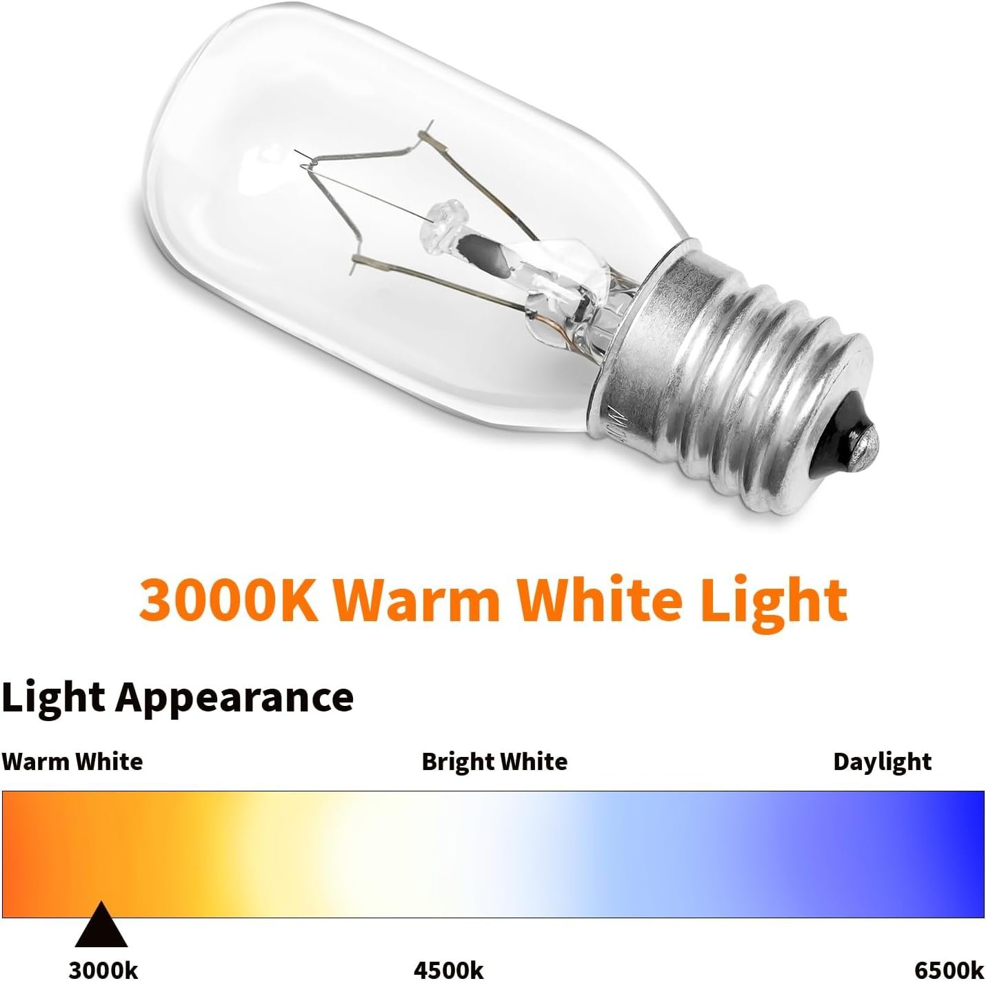 Belleone 2pcs Microwave Bulb WB36X10003-130V 40W Oven Light Bulb Compatible with GE LG Frigidaire Kenmore, Universal Type Stove Incandescent Warm White Light Lamp Replacement E17 Base Socket - Image 5