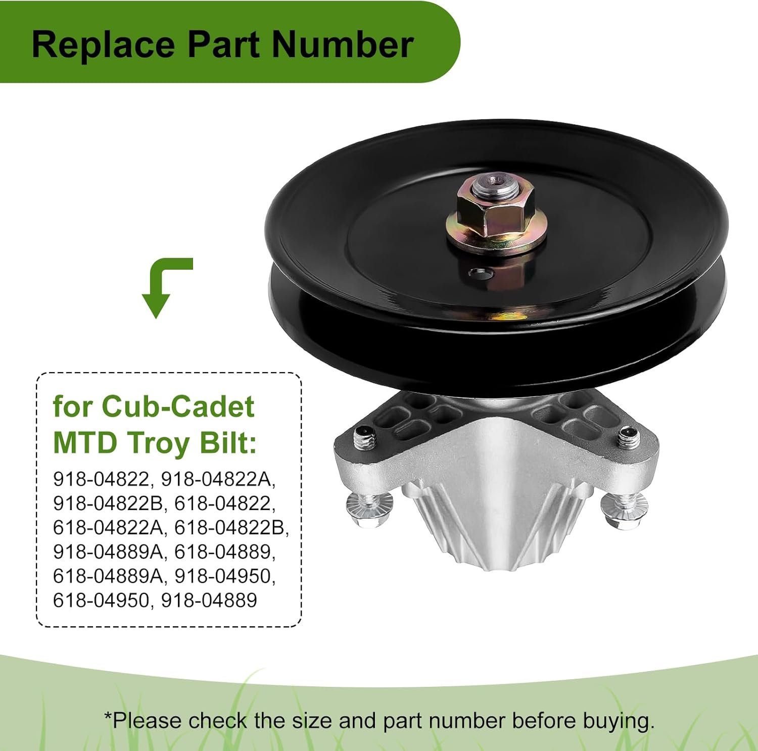 Belleone 918-04822B Spindle Assembly Fits for Craftsman Cub Troy Bilt Pony Bronco 42" Mower Deck Tractor, Come with All Mounting Hardware Include Threaded Bolt, Replace 918-04822A 618-04822 - Image 5