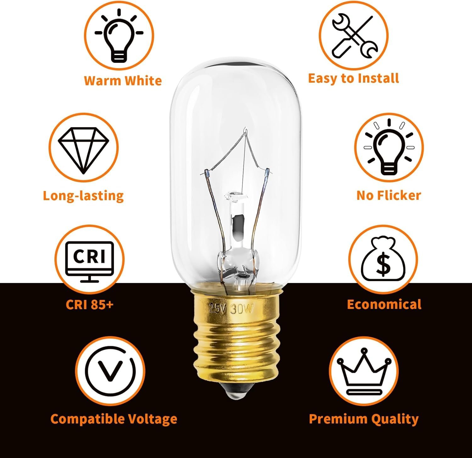 Belleone Light Bulb Fits for LG Microwave Oven - Compatible with LG Frigidaire Kenmore Whirlpool GE Over The Range Microwave, Dimmable 125V 30W E17 Base, Kitchen Night Light, Repalces 6912W1Z004B - Image 6