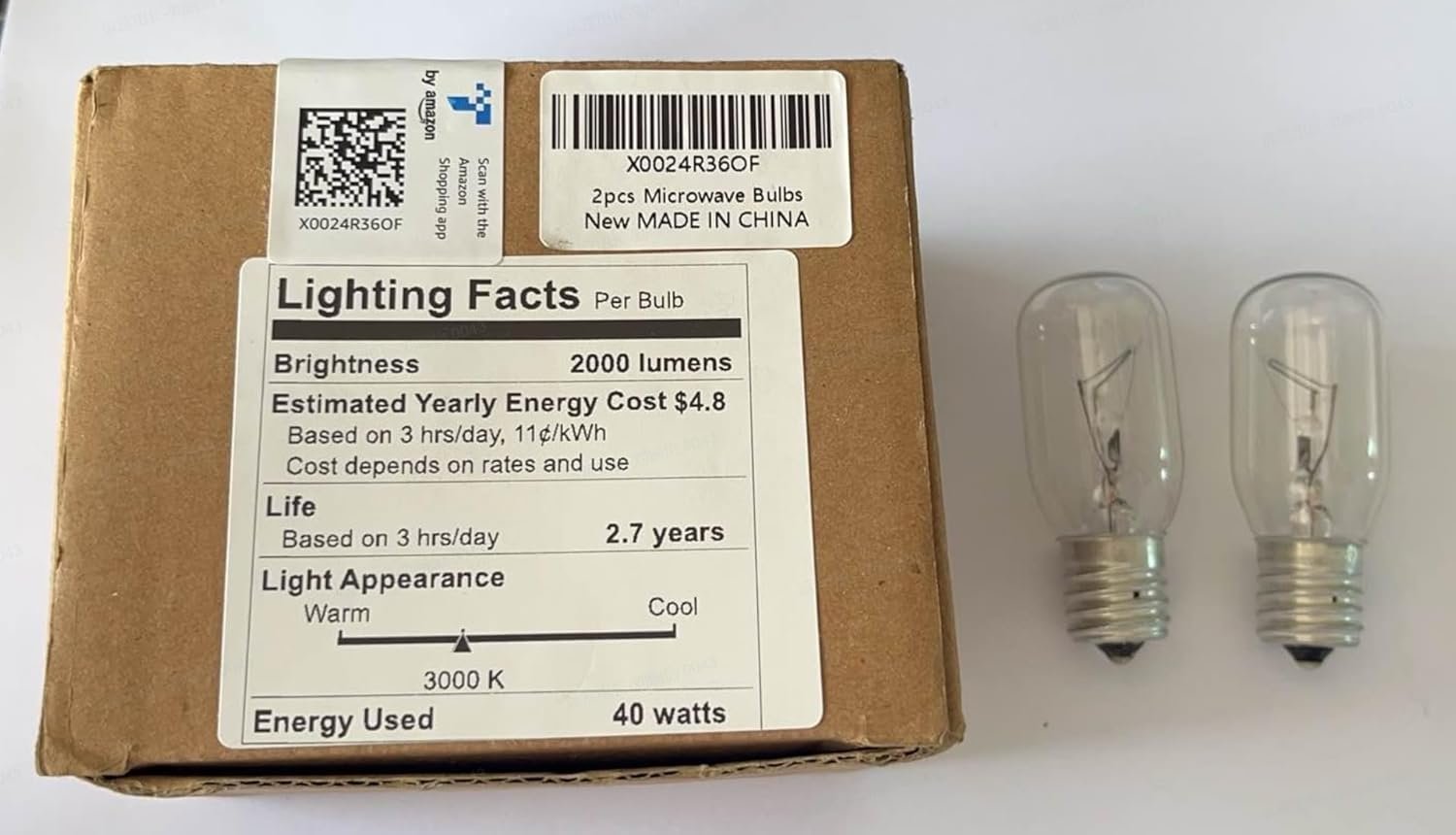 Belleone 2pcs Microwave Bulb WB36X10003-130V 40W Oven Light Bulb Compatible with GE LG Frigidaire Kenmore, Universal Type Stove Incandescent Warm White Light Lamp Replacement E17 Base Socket - Image 8
